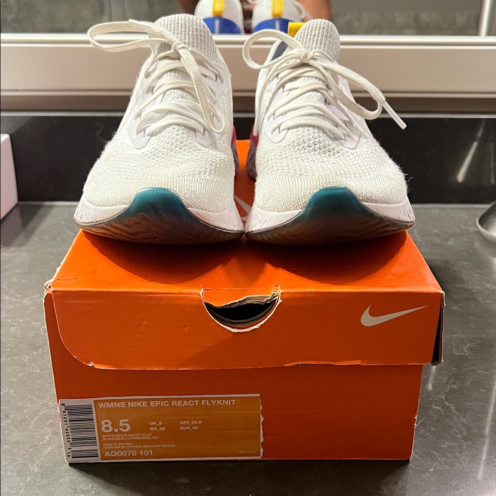 Nike White Epic React Flyknit Sneakers